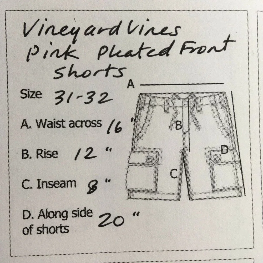 Vineyard Vines Mens 31 32 Shorts Pink Pleated Front Cotton Summer Altered Waist‎